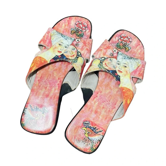 VINTAGE Jeon Women’s Japanese Wearable Art Heeled Sandals Size 6.5 - Picture 5 of 13